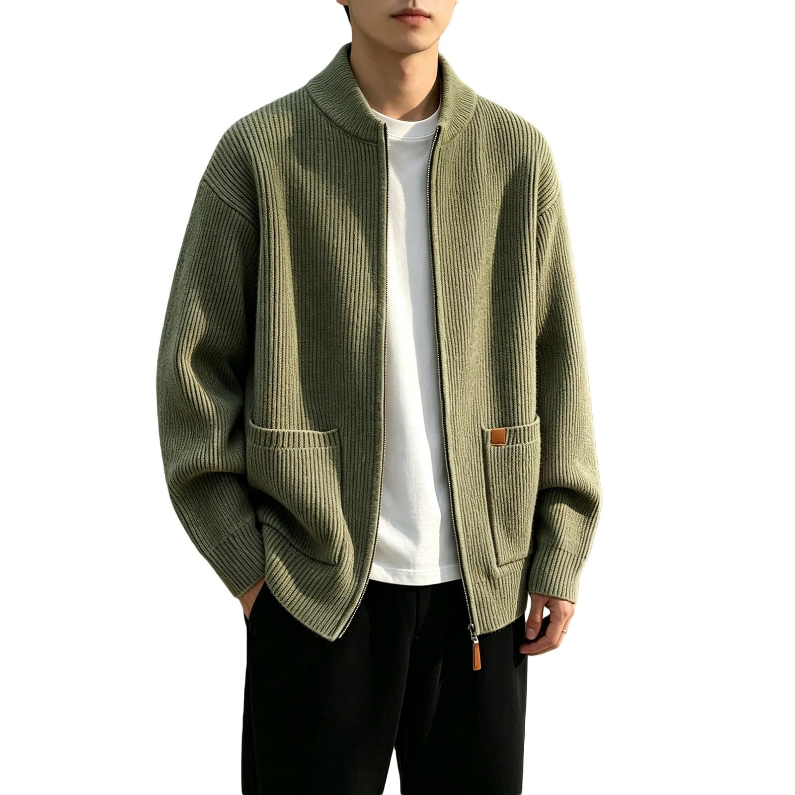 Lässige Herren-Strickjacke mit Kapuze für Herbst und Winter, offene Vorderseite, Verschiedene Größen, Bequeme Passform, ideal für den Alltag.