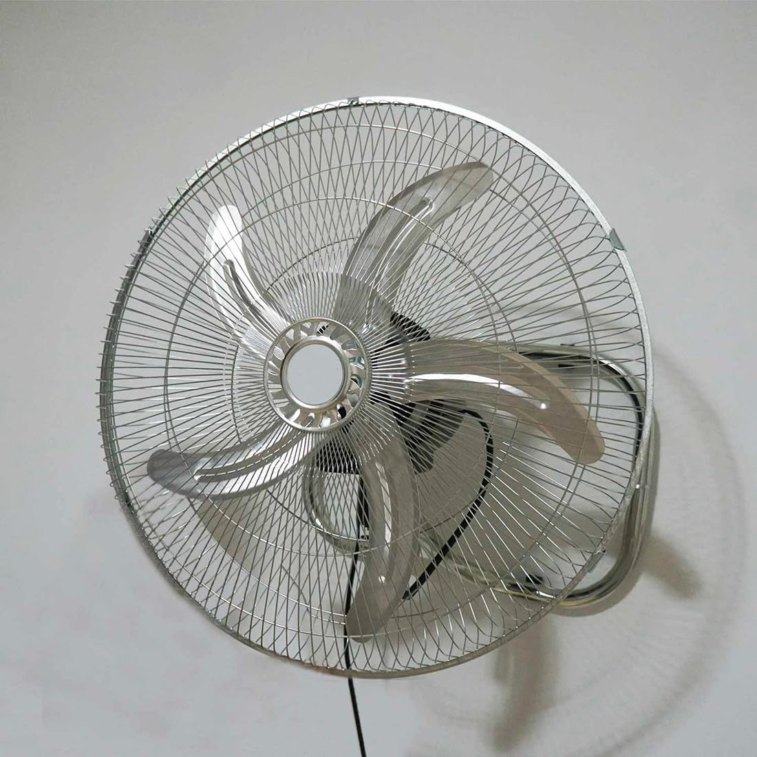 Mediawave Store - Ventilatore a Piantana Potente, Diametro 50cm, Ventilatore a Piantana 3 in 1, Ventilatore da Tavolo, da Parete, Potenza 50W, 3 Velocità, 5 Pale, Cromato