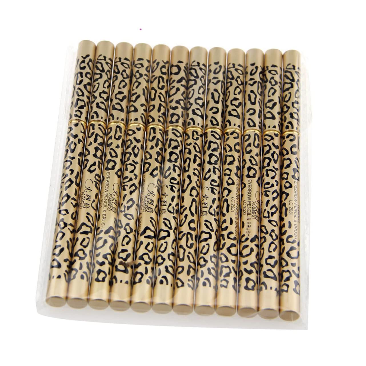 Healeved 3pezzi Matite Per Sopracciglia e Eyeliner Impermeabili Con Pennello Integrato Design a Doppia Testa Dura a Motivo Leopardo Per Trucco Professionale