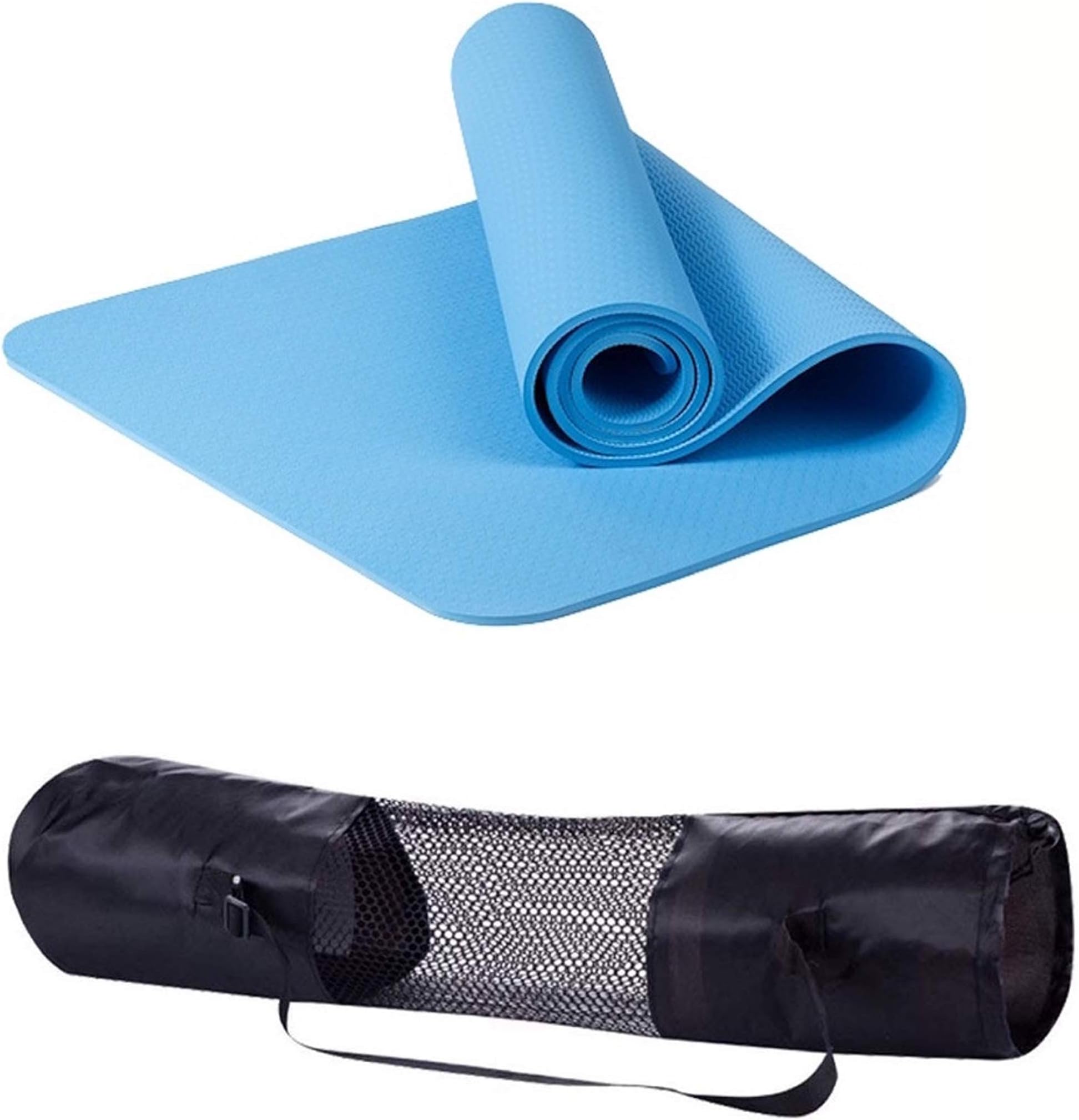 Polly House Eco-Friendly 100% TPE High Density Exercise Yoga Mat for Pilates, Extra Thick 8mm, Free Quality Carrying Bag, Excellent Cushion, Anti-Skid and Light-Weight, Size 72”X24”