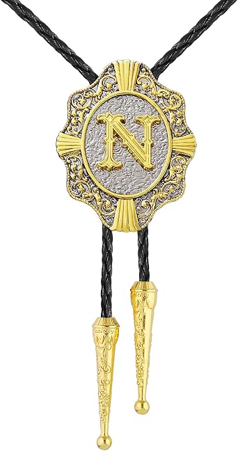 GelConnie Gold Bolo Tie for Men Initial Letter A to Z Bolo Ties for Women