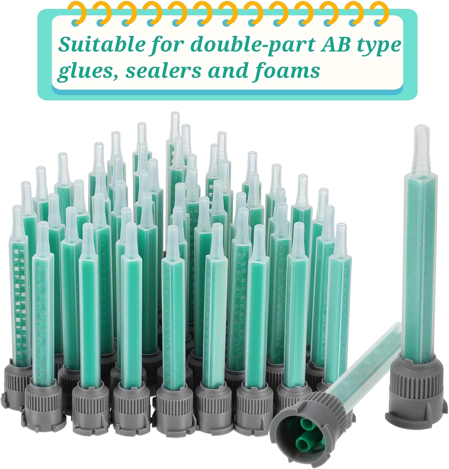 50 Pieces 3.5 Inch Epoxy Mixing Nozzle Tip, Static Mixing Nozzle | Adhesive Cartridges Tip for AB Two-Component Cartridges 50ml/1.7oz(16-Element, 1:1 & 2:1 ratios)