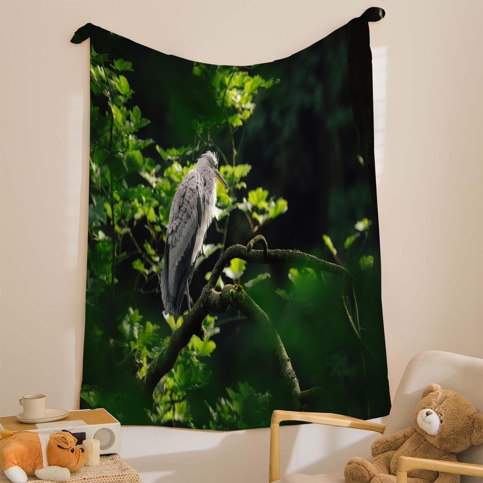 Koc leśny koc z czapli nocnej koc na łóżko pojedyncze ciepłe miękkie koce na sofę flanelowe 180 x 200 cm na wszystkie pory roku