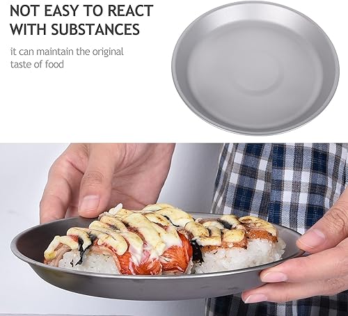 Miniatura 5 de Boundless Voyage Plato de titanio ultraligero con bolsa de transporte para acampar al aire libre, utensilios de cocina portátiles (Ti1111T (placa
