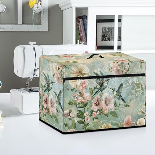 Miniatura 183 de Mumeson Cubierta antipolvo para máquina de coser de gatos negros con flores, para la mayoría de máquinas de coser estándar, plegable, duradera