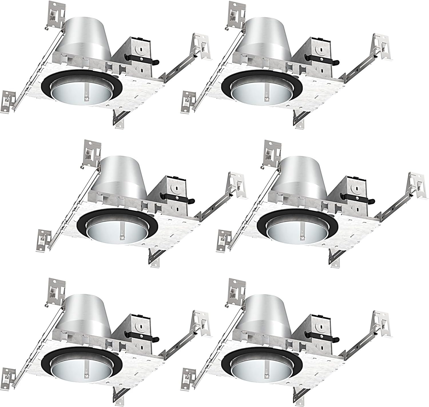 RAB NDCANIC4R 4-Inch IC-Rated Airtight New-Construction Recessed Housing for LED Downlights, Airtight ASTM E283, UL Listed (6-Pack)