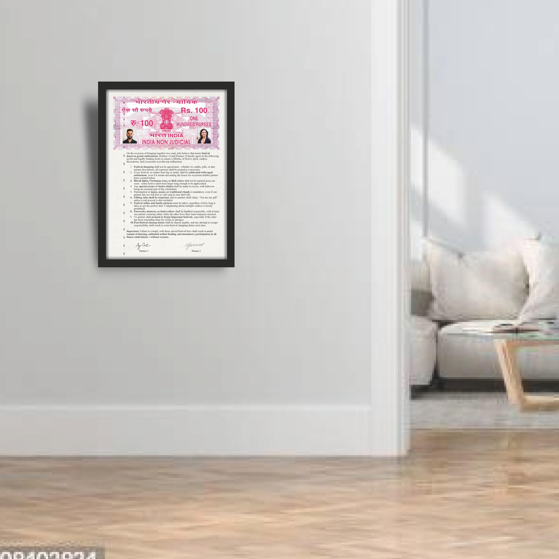 Festival-Loving Couple Relationship Contract Photo Frame – 9.25 x…