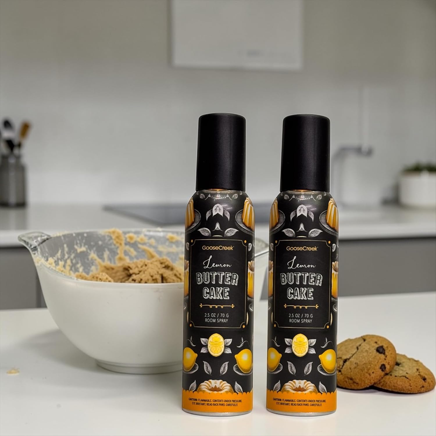 Lemon Butter Cake Room Spray, Bakery Scent, Vanilla Bean, Toasted Sugar, 2.5 oz, 2-Pack