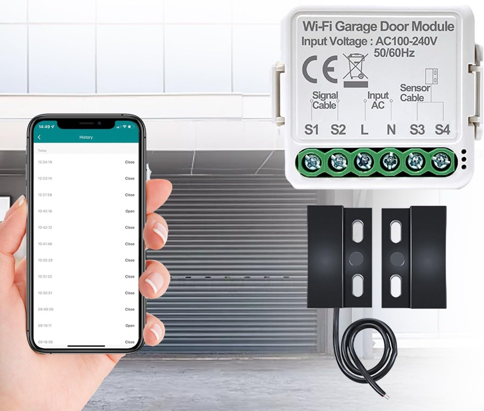 Smart Switch Garage Door Controller, Intelligence Garage Door Opener, WiFi Blue/tooth Remote Control Automatic Sliding Gate Opener Kit Support for SIRI