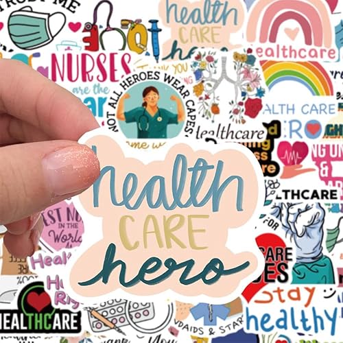 Miniatura 5 de Calcomanías para el cuidado de la salud, 50 unidades, calcomanías de vinilo impermeables para botellas de agua, laptop, equipaje, computadora,