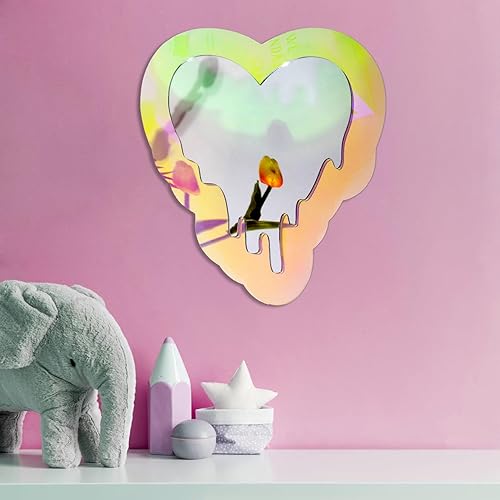 Miniatura 2 de Espejo de acrílico ondulado irregular, arco iris, espejo retro estético amorfo para dormitorio, sala de estar, baño y entrada, estilo flor, 12.6 x