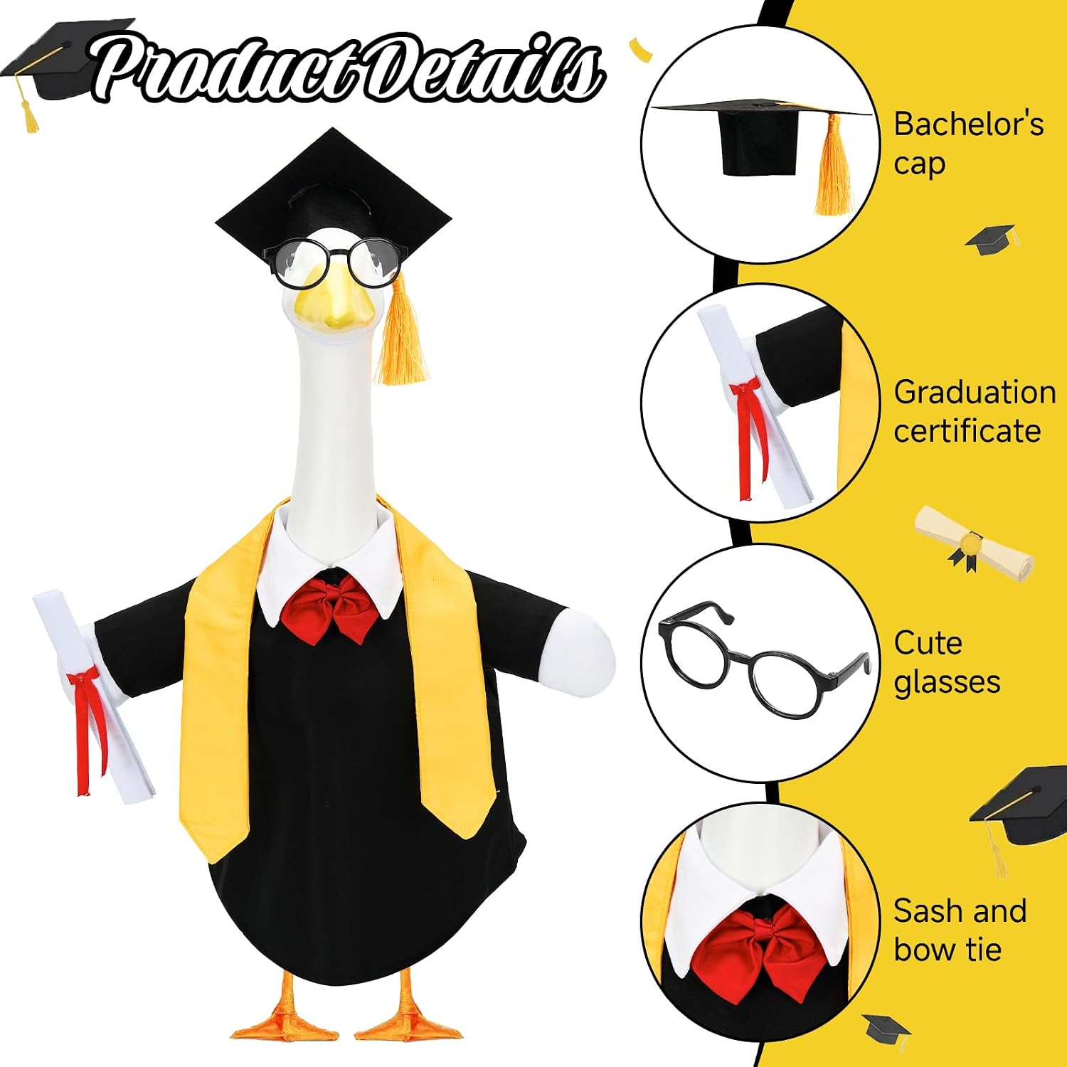 Graduation Porch Goose Outfit for 23 Inch Lawn Statue image 3
