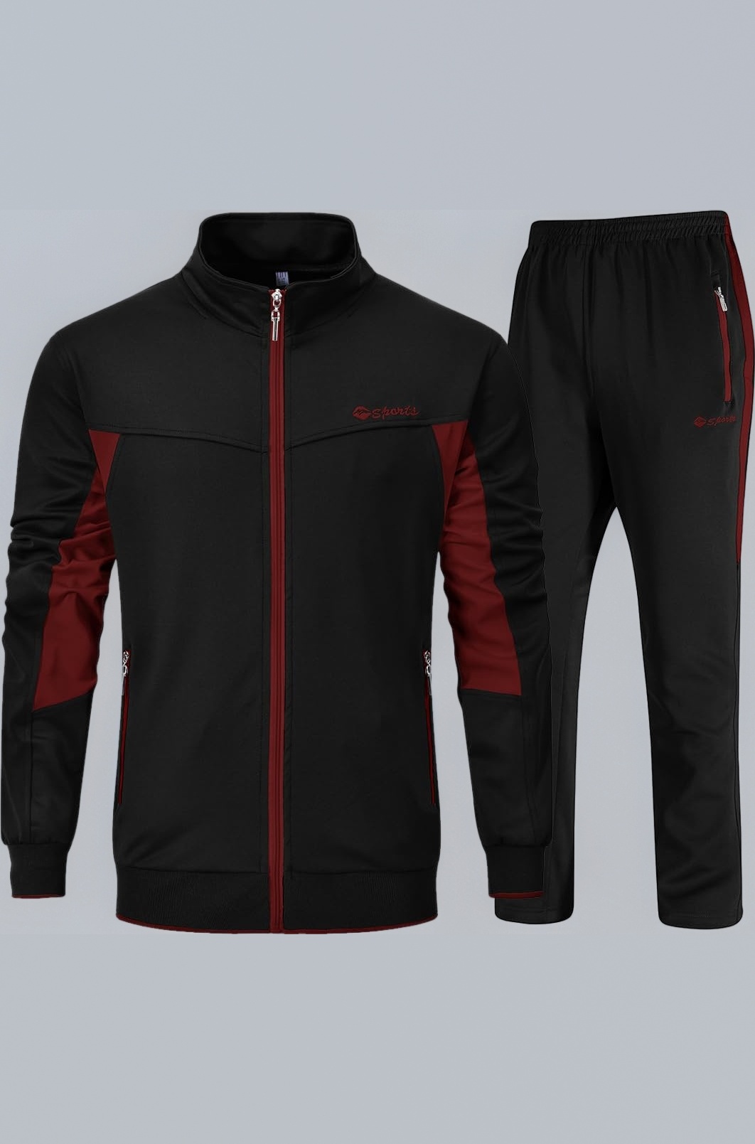 Men's Track Suits Sports Sweatsuits Full Zip Jackets Athletic Pants Zipper Pockets