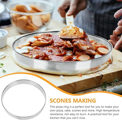 Miniatura 7 de Cortador de galletas de metal para galletas, anillos de magdalenas de acero inoxidable de 10 pulgadas, anillo de pizza, anillos redondos para