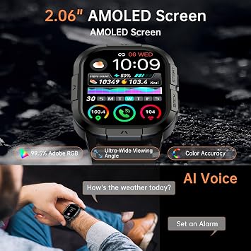 Smart Watch for Men Fitness Tracker: Waterproof Military Digital Mens Watches Make Answer Call Smartwatch Android Phone iPhone Samsung Compatible Step Pedometer Running Sleep SpO2 Heart Rate Monitor