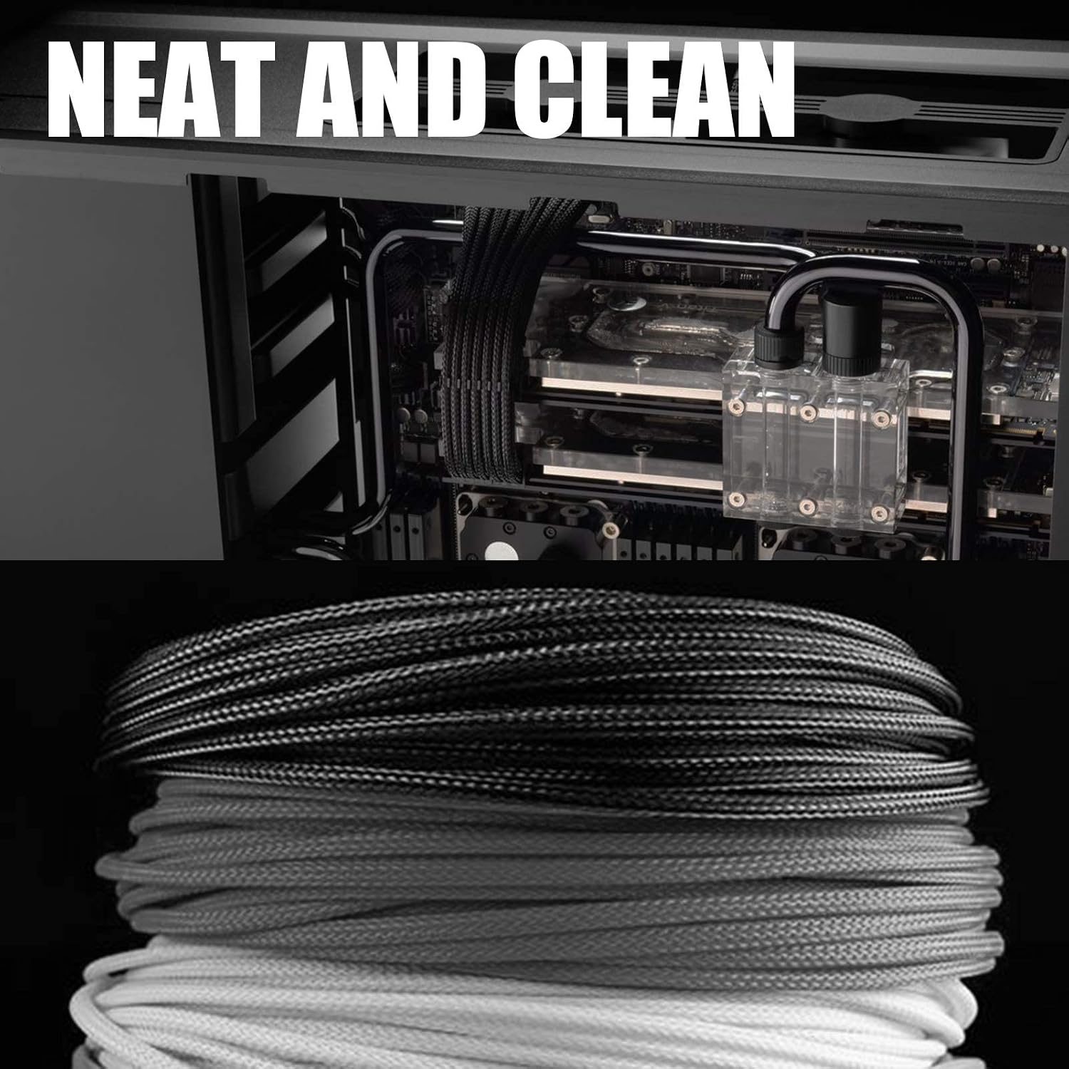 ABNO1 PSU Cable Extension Kit with Two Sets of Cable Combs 1x24Pin/1x8Pin(4+4) EPS/2x8Pin(6P+2P) PCI-E/ 30CM Length,PC Sleeved Cable for ATX Power Supply(Black/White)
