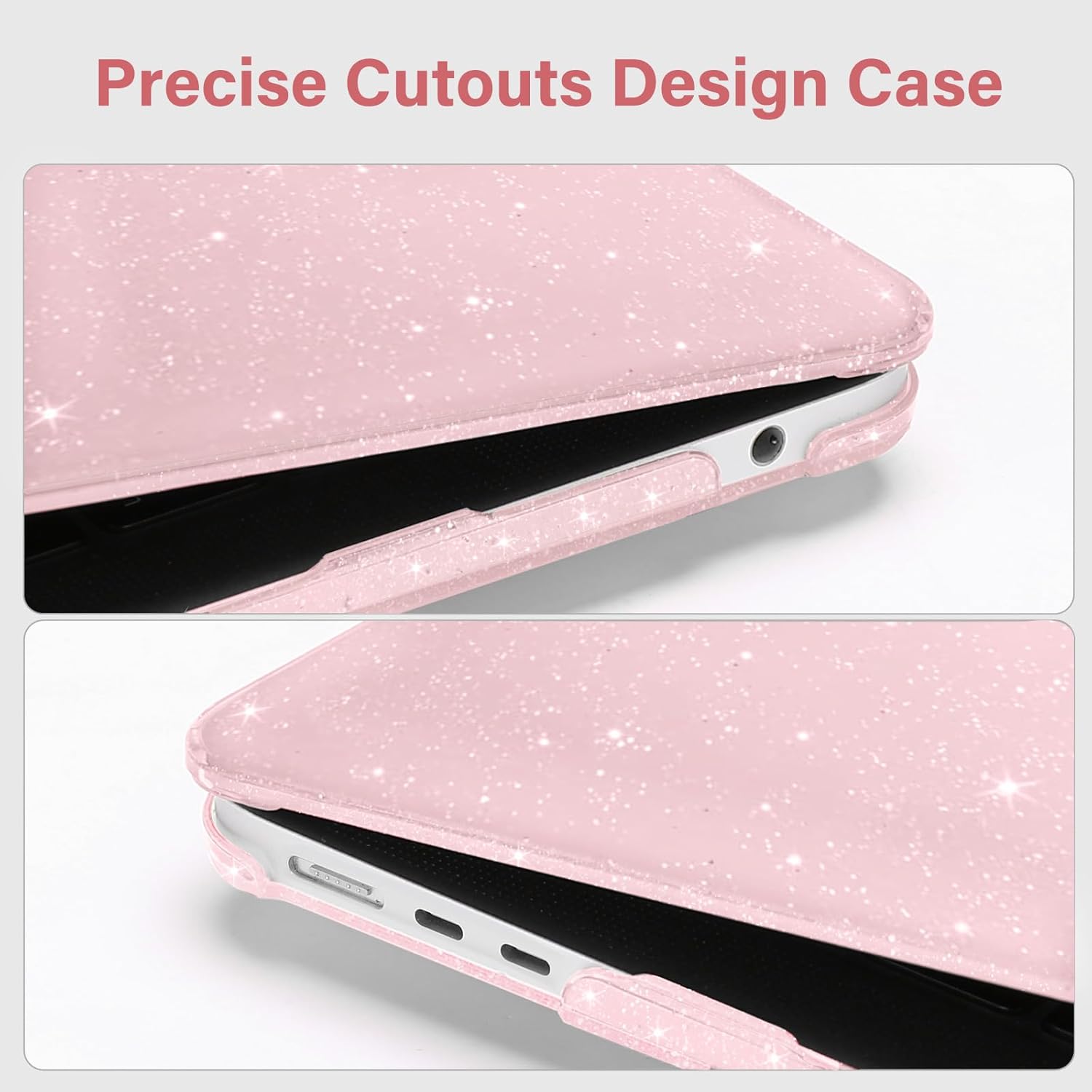 MOSISO 40L Rhombus Quilted Travel Backpack with Drawstring Bag&Compatible with MacBook Air 13 inch Case 2025-2022 M4 M3 M2,Sparkly Glitter Hard Shell&Keyboard Cover&Screen Film&Pouch,Baby Pink&Pink