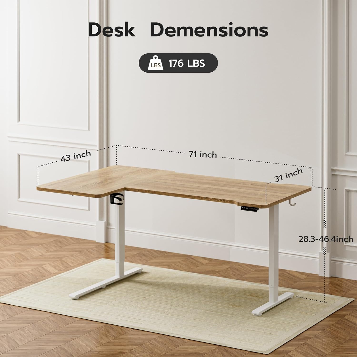 59 Inch L Shaped Standing Desk Adjustable Height,Gaming Electric Corner Standing Desk, Sit Stand Computer Table with Reversiable Splice Board, Black 59 Inch L Shaped Standing Desk Adjustable Height,Gaming Electric Corner Standing Desk, Sit Stand Computer Table with Reversiable Splice Board, Black