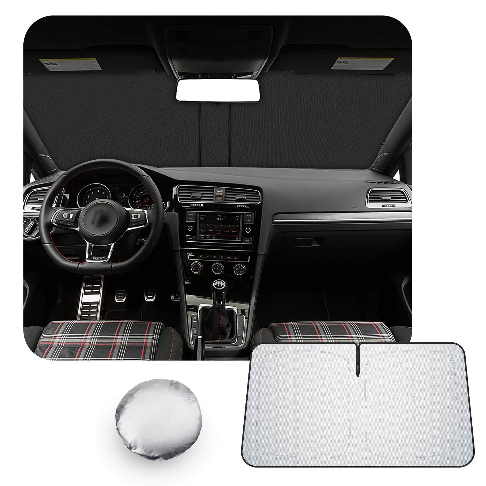[Aggiornamento] CDEFG Compatibile con VW Golf 7 mk7 7.5 2013-2019 GTI GTD GTE R Parasole Parasole Anteriore Parasole Parabrezza Auto Parasole Accessori