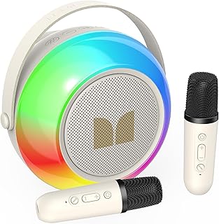 Monster Mini Karaoke Machine for Kids Adults, Portable Bluetooth Speakers with 2 Wireless Microphones and Lights, Christmas Birthday Gifts Toys for Girls Boys 4, 5, 6, 7, 8, 9, 10, 12+ Toddler
