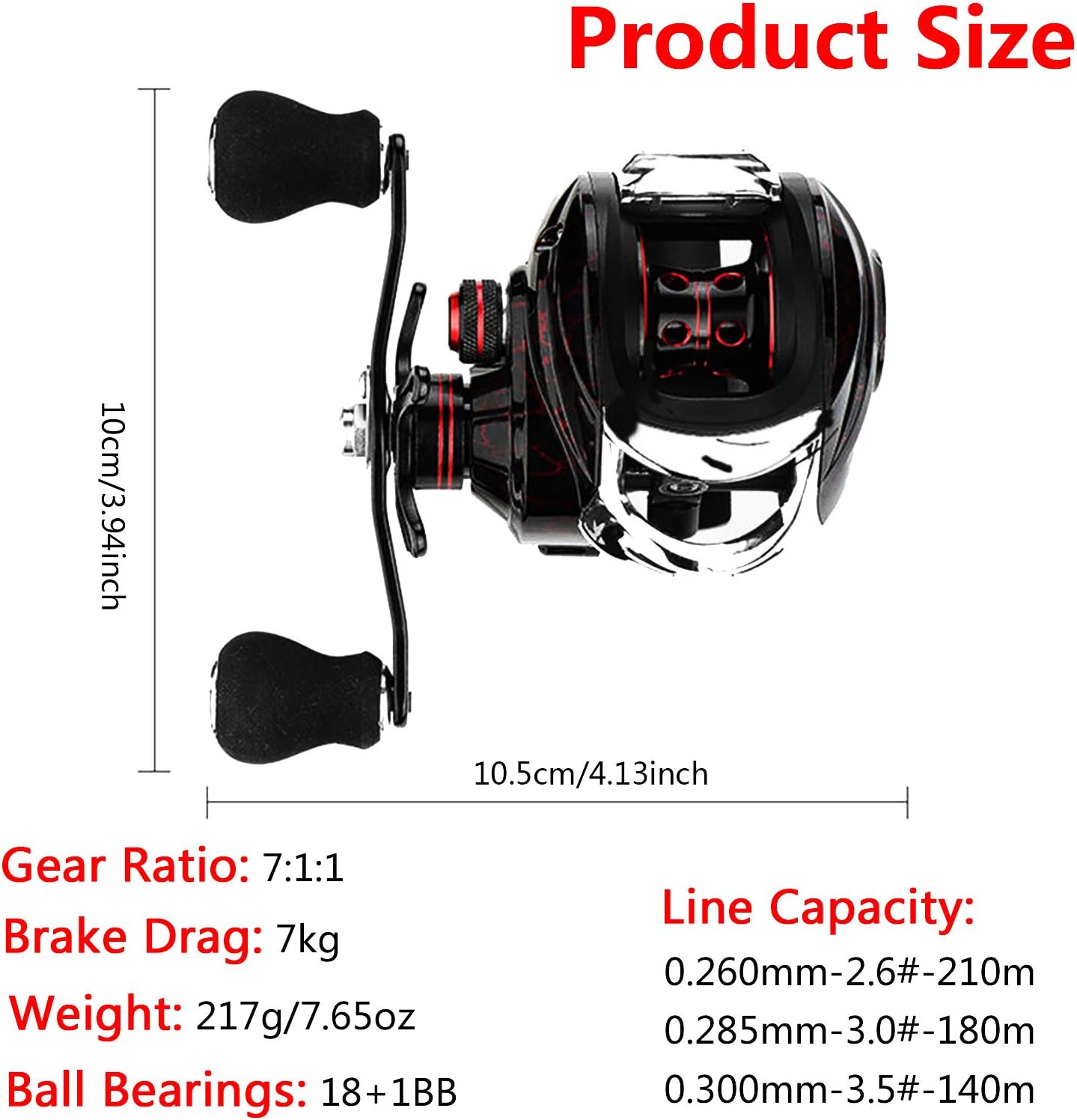 Baitcasting Reels, 7.1:1 Gear Ratio Ultra Smooth Aluminum Spinning Fishing Reel with 10 Magnetic Braking System, 22LB Carbon Fiber Drag, 18+1 Ball Bearings Anti-Corrosion Baitcaster Reel