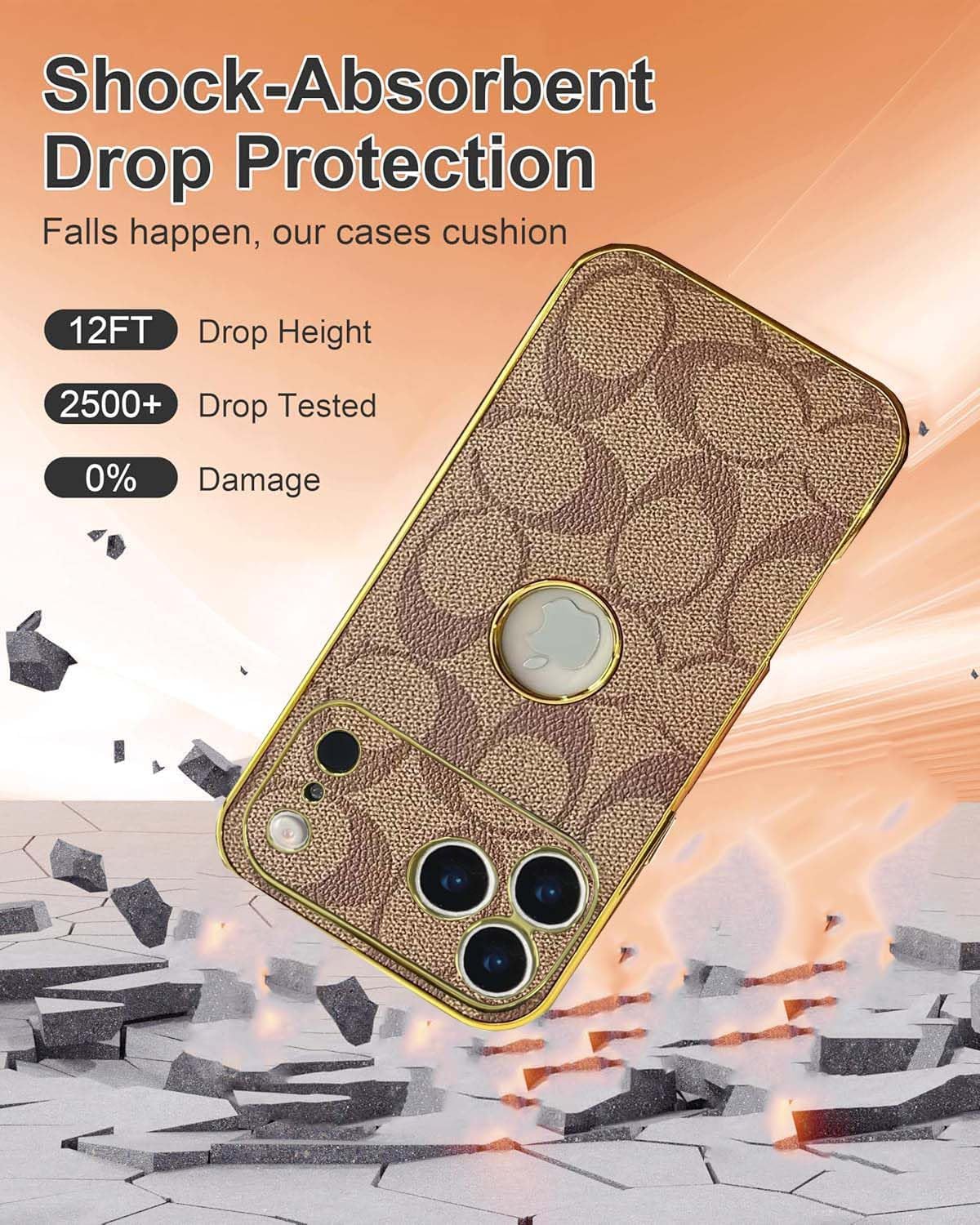 Compatible with iPhone 17 Pro Max Case with Logo View , Luxury Elegant Full Protection Slim Shockproof Leather Case with Camera Lens Protector Phone Cover for iPhone 17 Pro Max for Women Men - Image 2