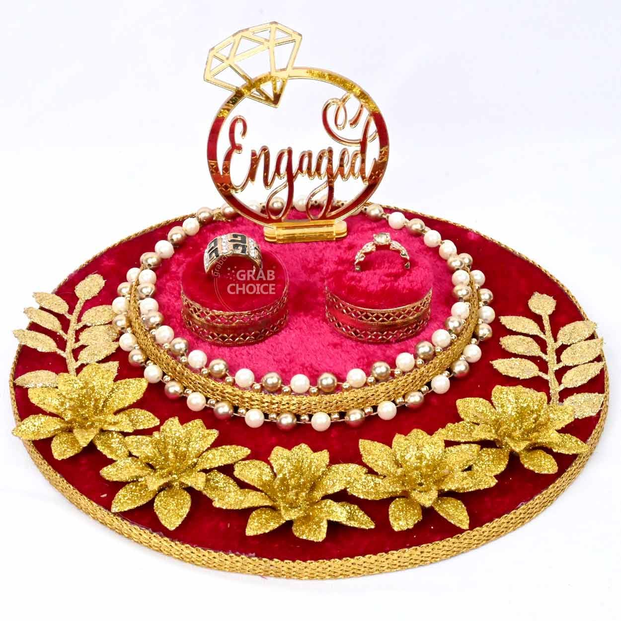 GRABCHOICE Engagement Ring Platter Tray (RANI PINK)