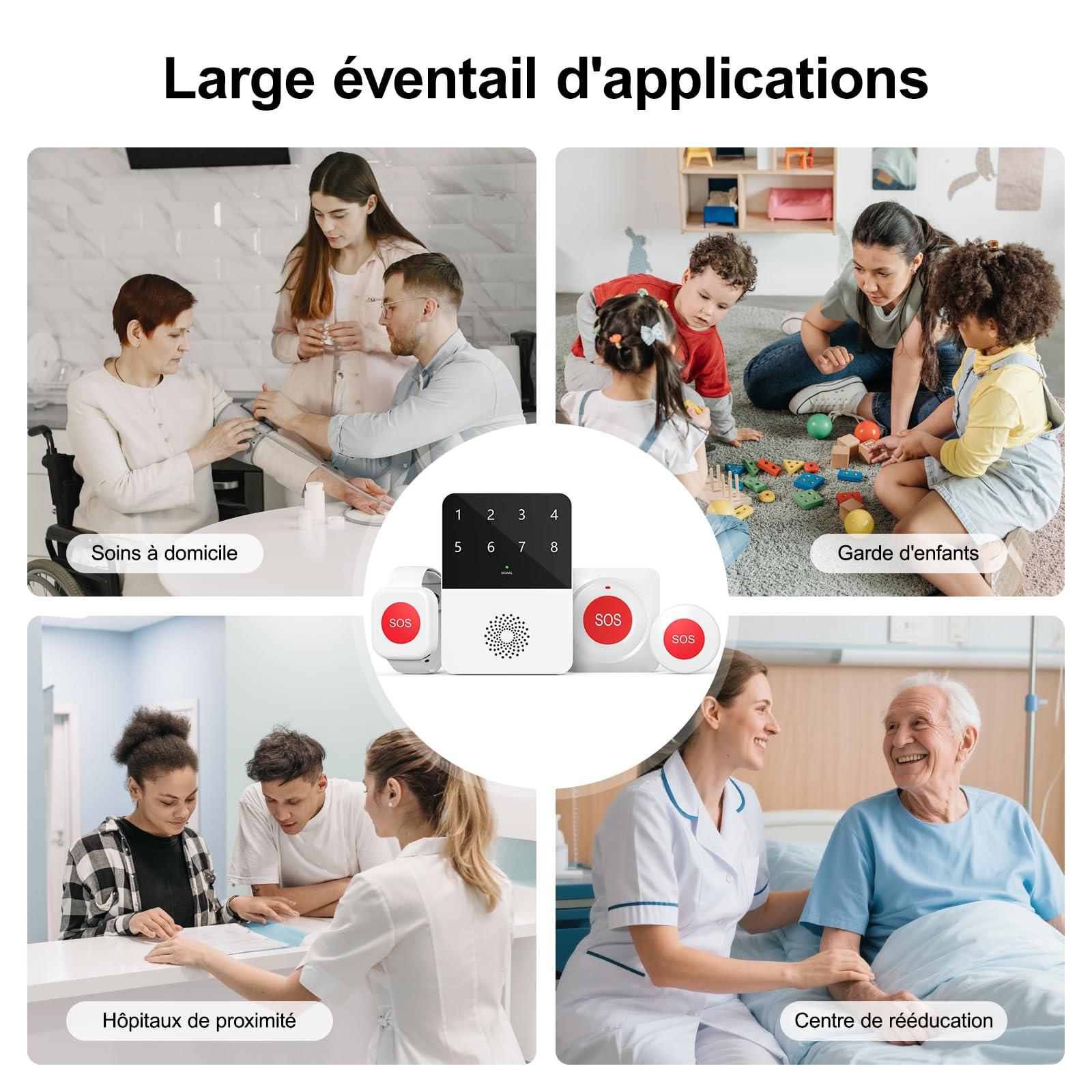 Bouton d'appel d'urgence pour Personnes âgées avec WiFi, Bracelet SOS pour Personnes âgées, Bouton d'alarme Mobile, Bracelet d'appel d'urgence pour Patients et handicapés