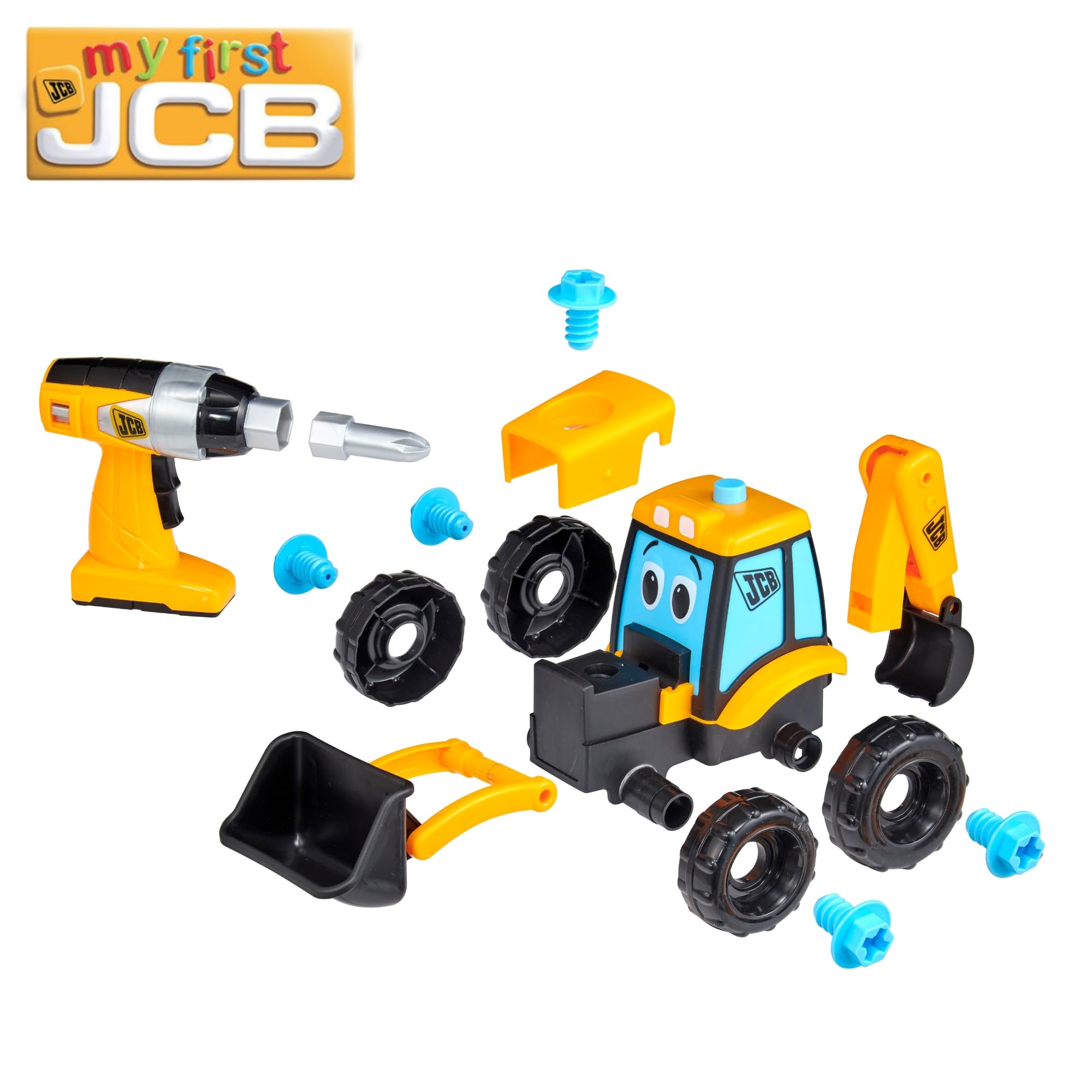 Teamsterz Il mio primo camion JCB Take Apart Joey Digger | Giocattolo Trapano a batteria e Giocattolo da costruzione rimovibile | Set di escavatori da costruzione da 16 pezzi | Età 18M+