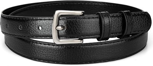 maikun Womens Belt Skinny Leather Solid Color Pin Buckle Simple Waist for Girls Ladies