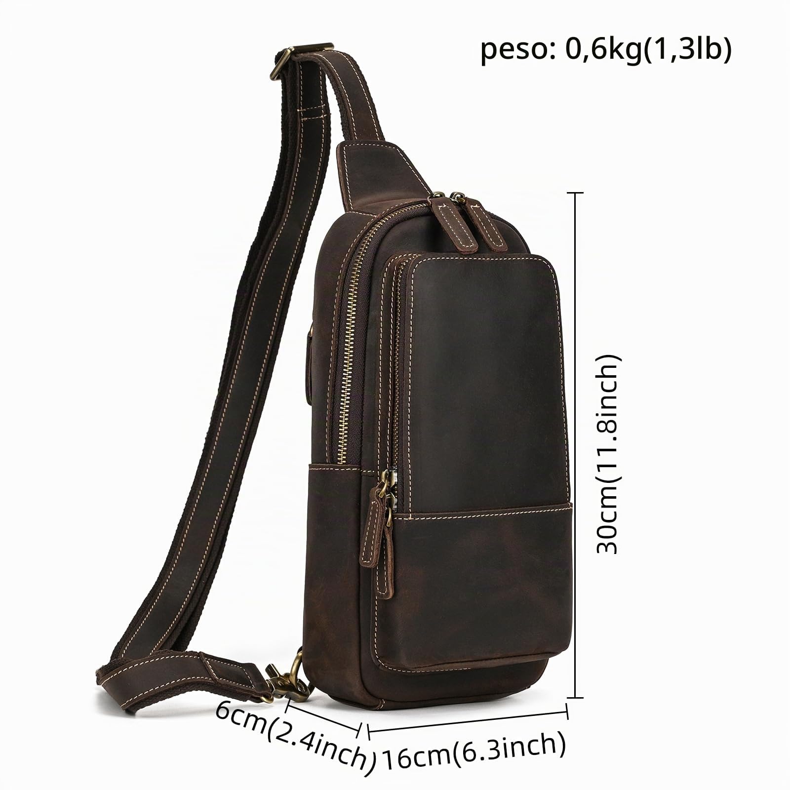 Borse Petto Borsa Crossbody Pelle Zaino Spalla Monospalla Pelle Marsupio Zainetto Piccolo Sling Bag Borsello a Tracolla per Uomo Viaggio Trekking Camminare