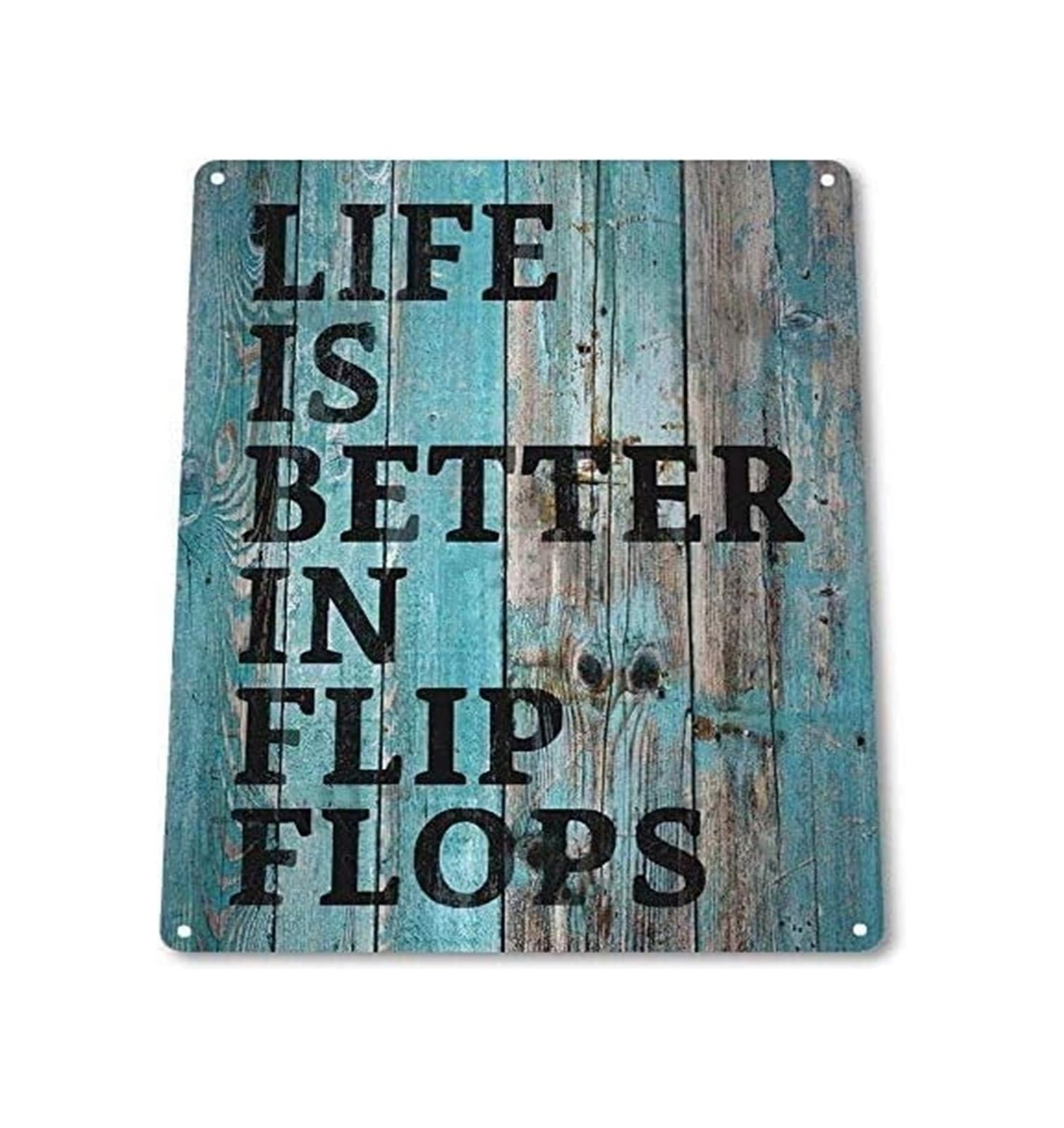 ZDVHOMCB Flip Flops Metal Sign Life Is Better Vintage Coastal Tin Sign for Bathroom Kitchen Laundry Room Decor 8 X 12 inch