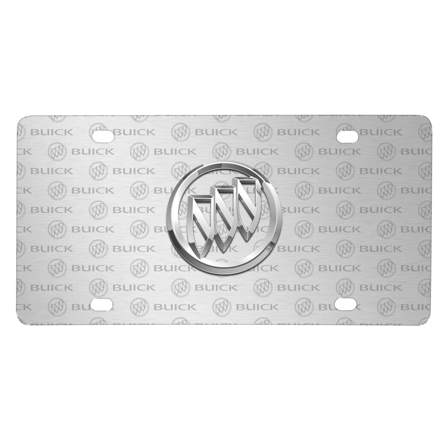 iPick Image for Buick 3D Logo on Logo Pattern Brushed Aluminum License Plate - Official Licensed