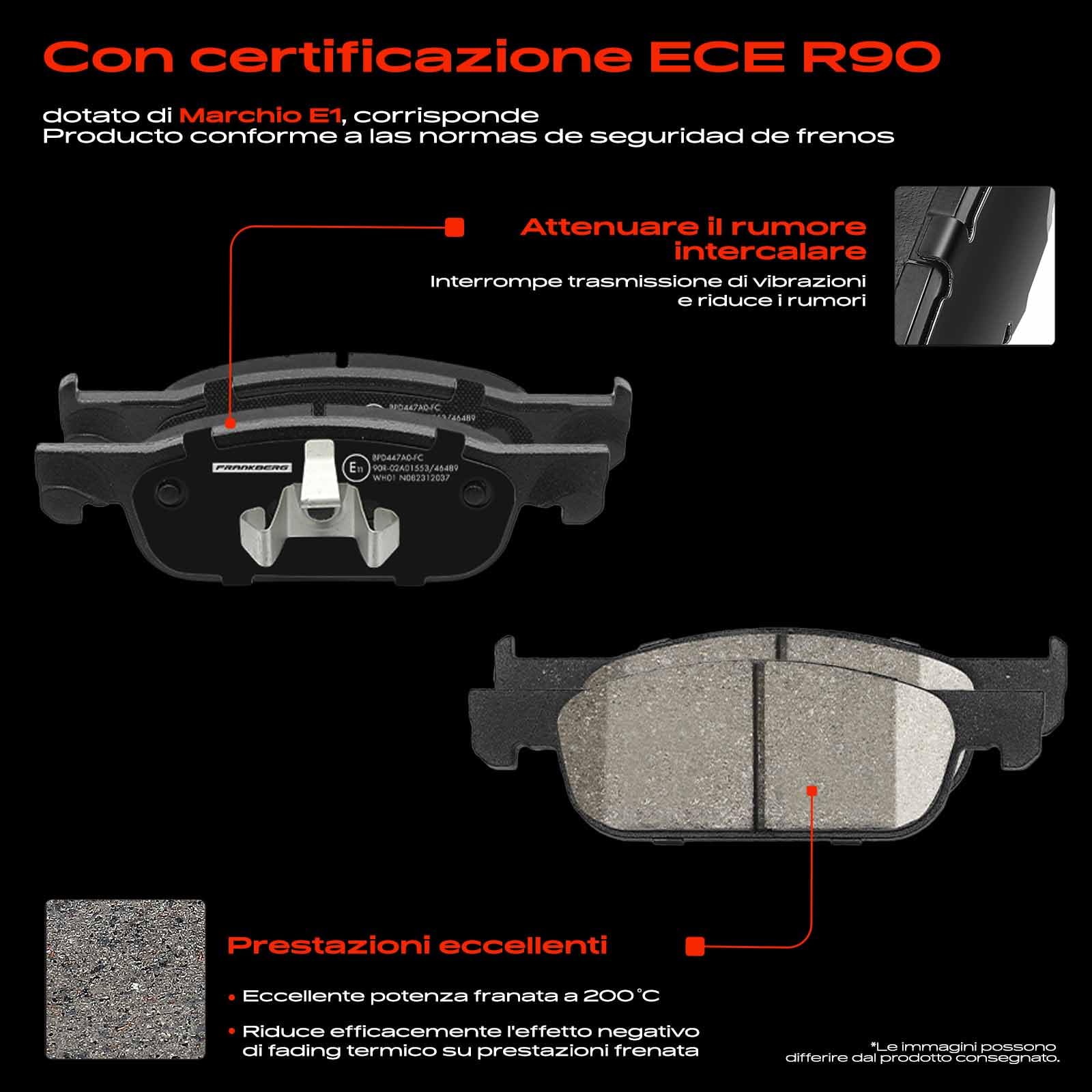 Frankberg Set freni incl. 2x Dischi Freno + 4x Pastiglie dei Freni Anteriore Compatibile con S.a.n.d.e.r.o II Clio IV BH Logan MCV II Twingo III BCA BCM Replace# 410605536R