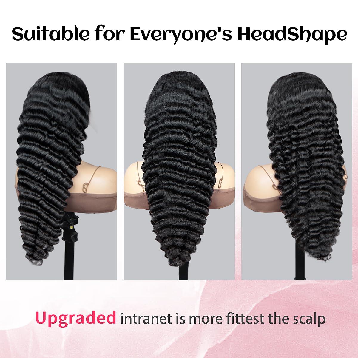 5x5 Lace Closure Wigs Human Hair Deep Wave Pre Plucked Curly HD Transparent Lace Front Wigs with Baby Hair Natural Hairline 180 Density Gluesless for Women Natural Black Color 26 Inch