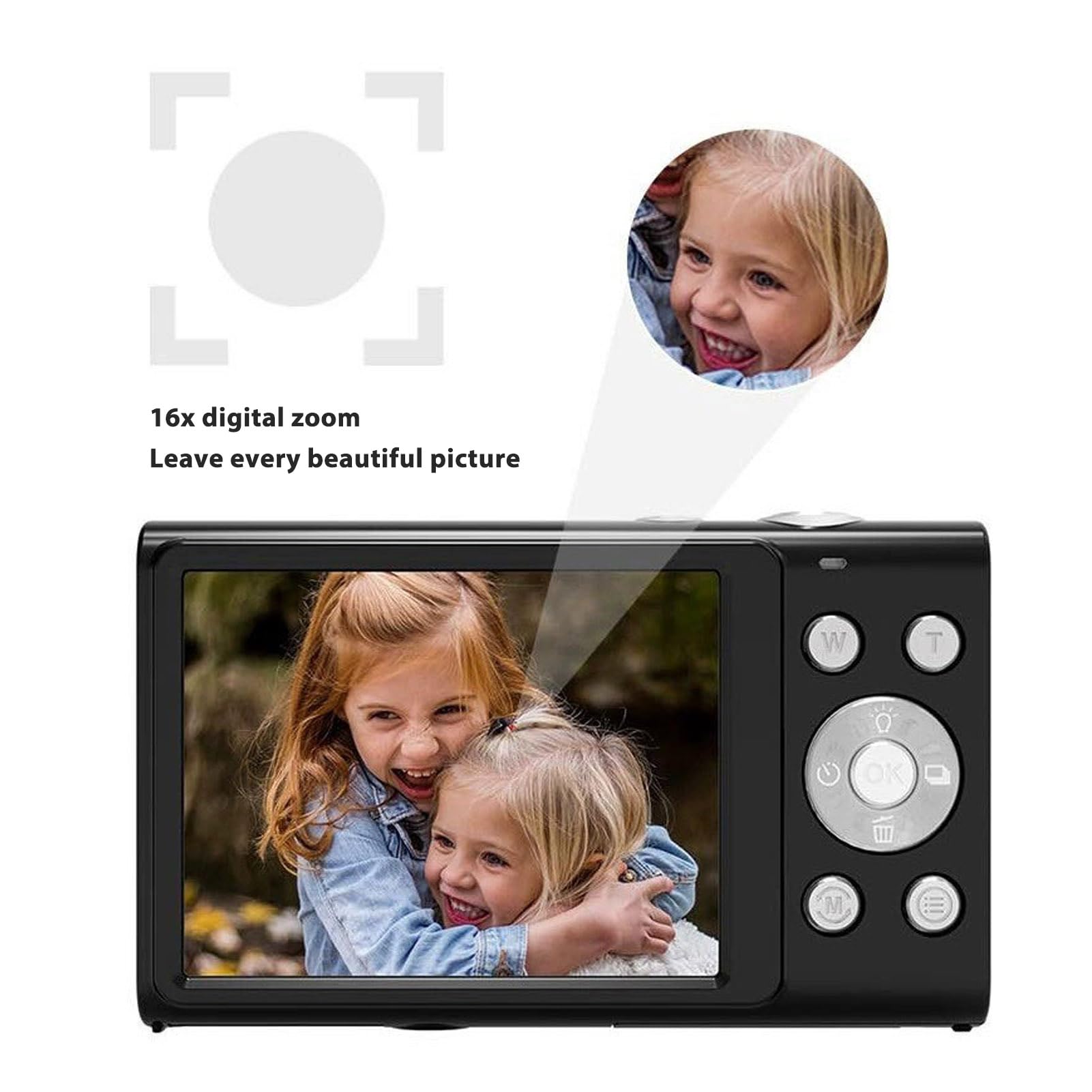 Appareil Photo Numérique 48MP pour la Photographie, Caméscope Vidéo 16x 4K pour Les Voyages, écran IPS de 2,8 Pouces, Mise au Point Automatique, Lumière de Remplissage, (Prise UE)