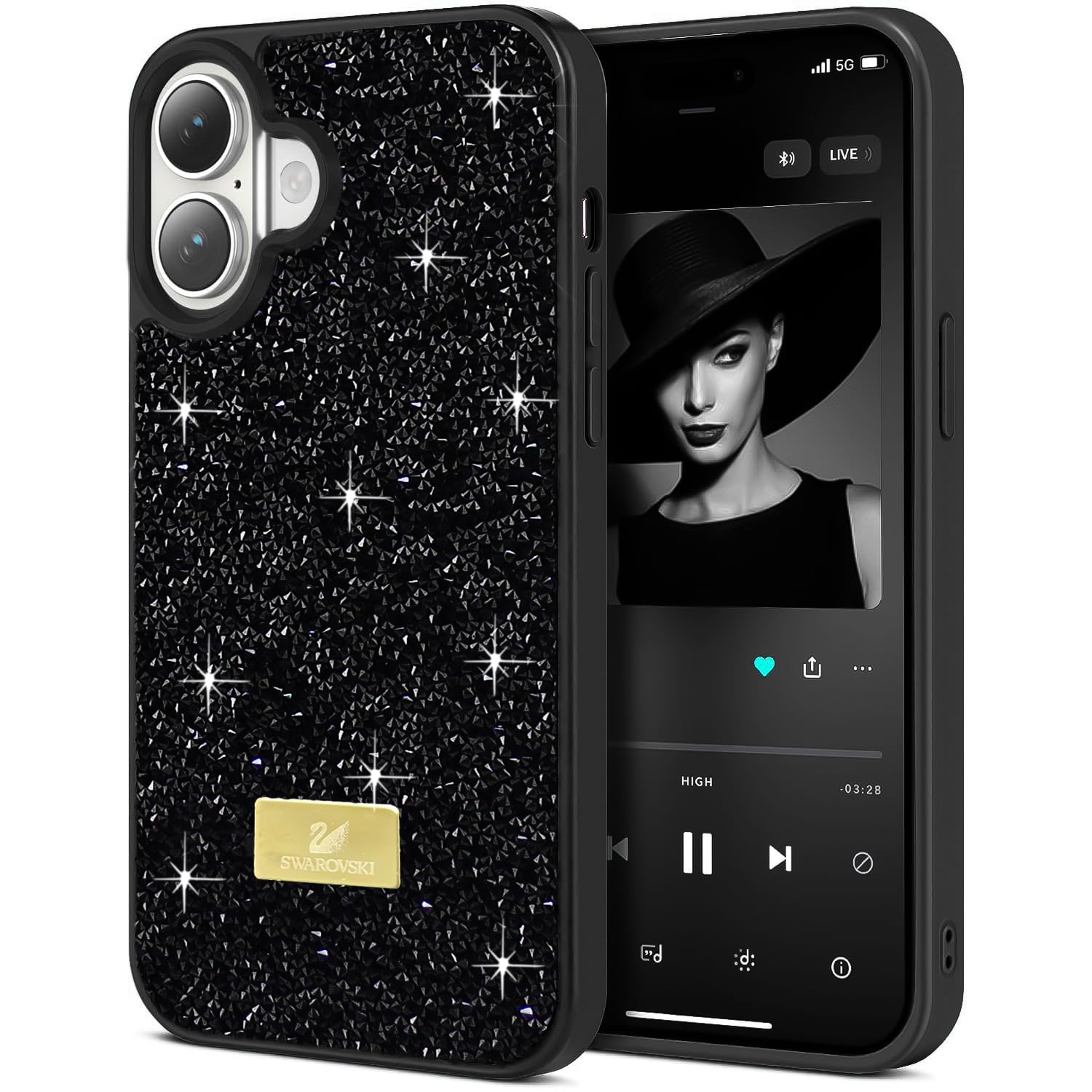 Dl3 Mobilak Case For iPhone 16+ Plus 6.7-Inch Case Glitter, Sparkle Diamond Crystal Bling Case with Bling, Ultra Thin Lightweight Full Body Shockproof Anti-Scratch Protective Cover