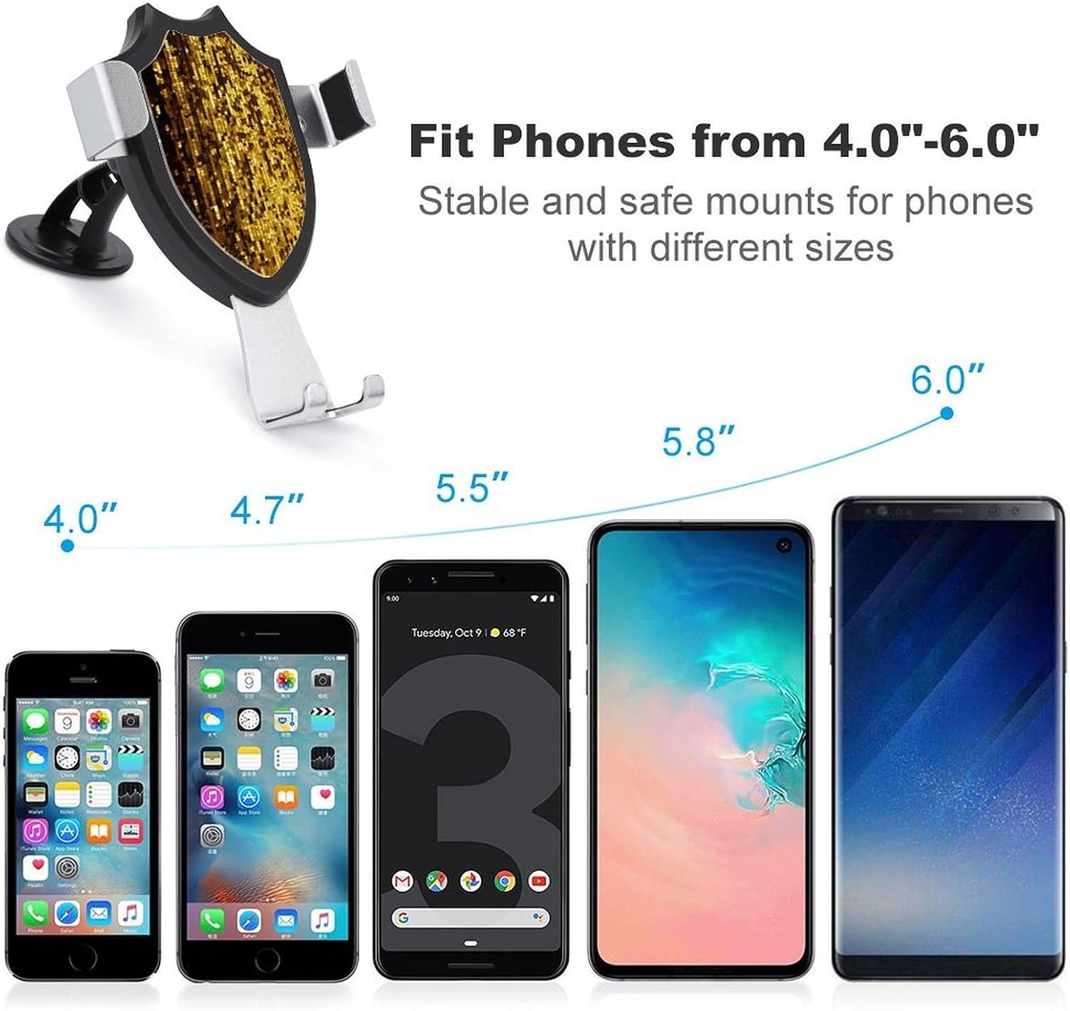 Portable Car Phone Holder Mount with Suction, Ventilation Clip image 3