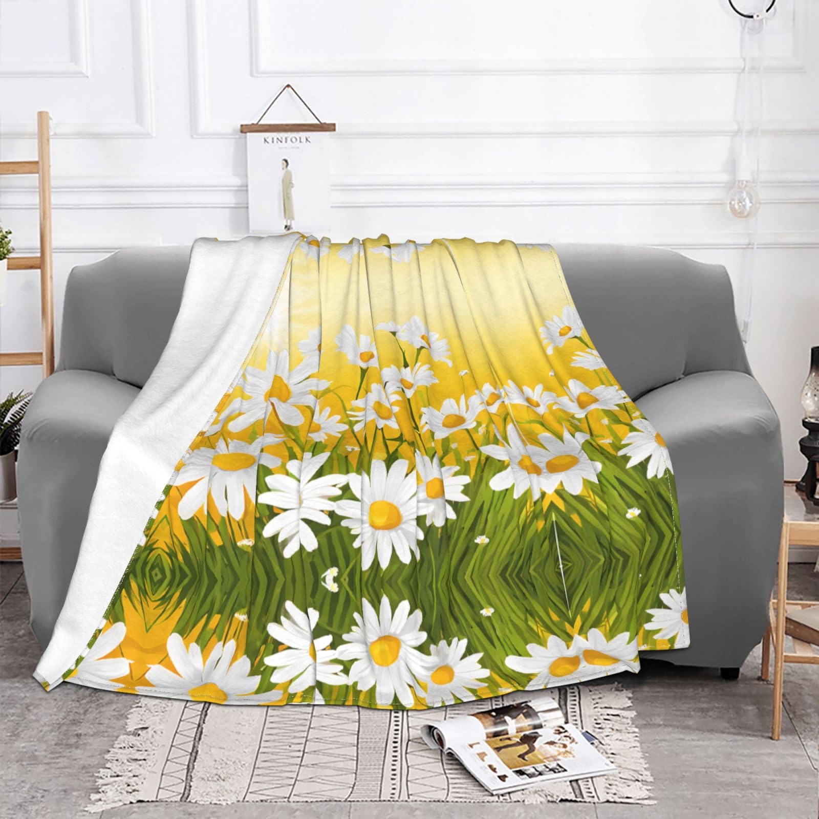 Couverture polaire légère et chaude anti-froid plaid pelucheux floral lit canapé