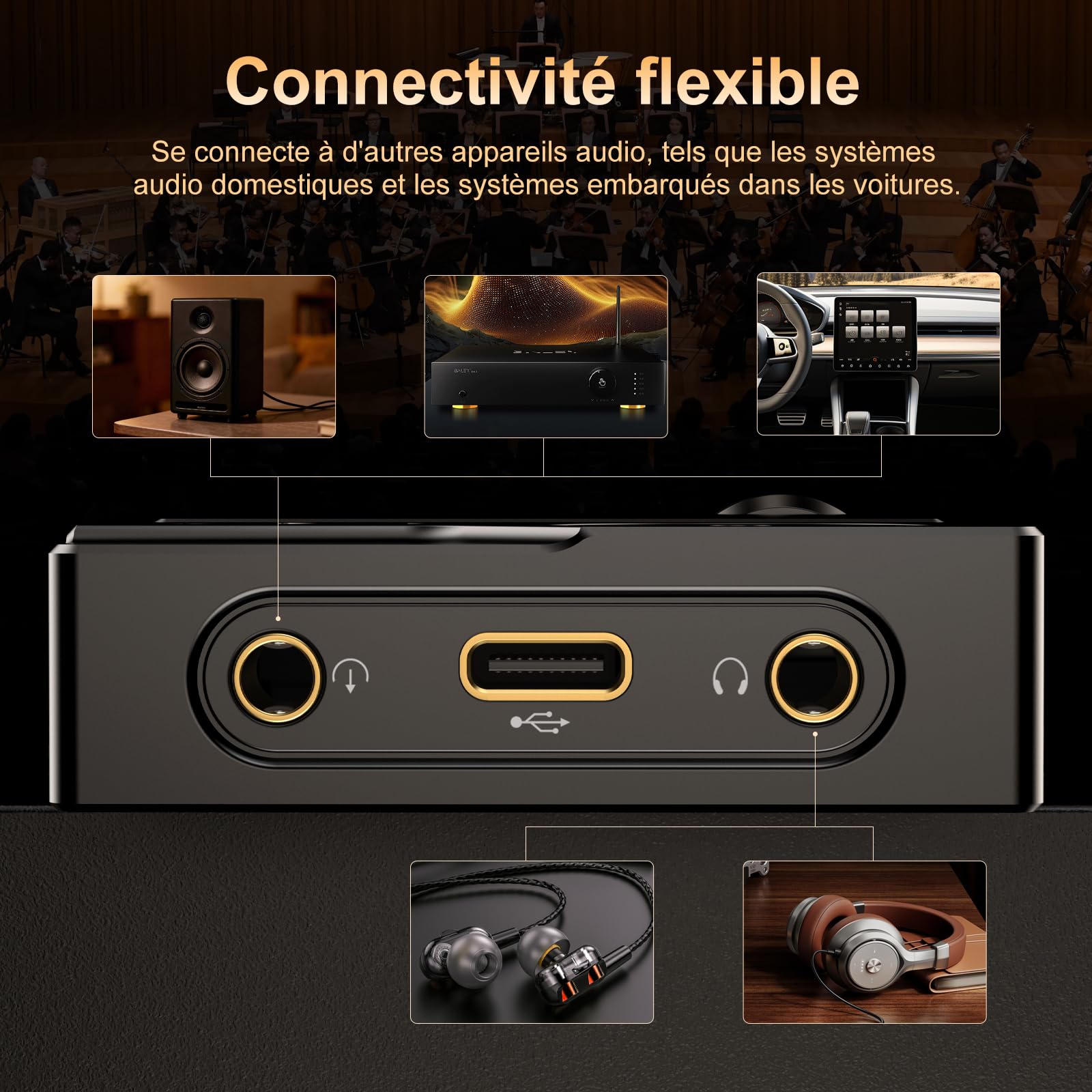 Lecteur MP3 HiFi Portable 64 Go, DAC FLAC/DSD, 192 kHz/24 Bits