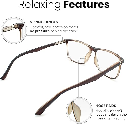 Miniatura 10 de Anteojos de lectura de marco grande negro mate para hombre para lucir modernos con alta visión, lectores resistentes y duraderos para hombres,