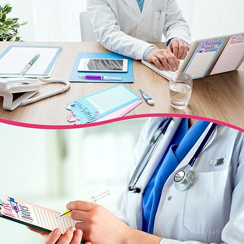 Miniatura 6 de Laumoi Kacctyen - 8 juegos de bloc de notas para enfermera, troquelado, con jeringa, bolígrafo con jeringa, bloc de notas con temática médica, bloc