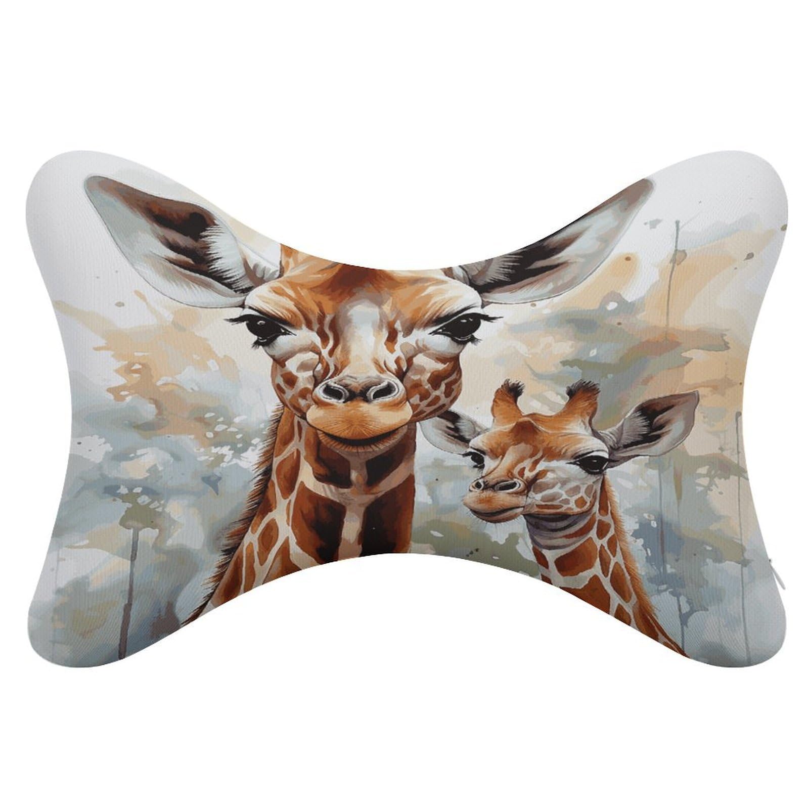 FekiLoot Watercolor Deer Giraffe Car Headrest Set of 2,Softness Memory Foam Car Neck Pillow with Breathable Removable Cover Car Neck Support Pillow Ergonomic for Driving, Office