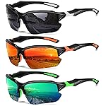 DioKiw 3PACK Sports Polarized Sunglasses for Men Cycling Running Fishing UV400 Protection Sun Glasses Lightweight Half Frame Goggles