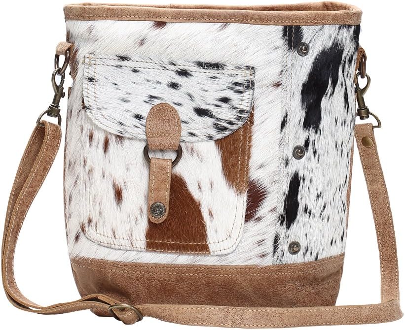 Myra BagGenuine Hair-On Cowhide Leather Crossbody Bag with Front Pocket