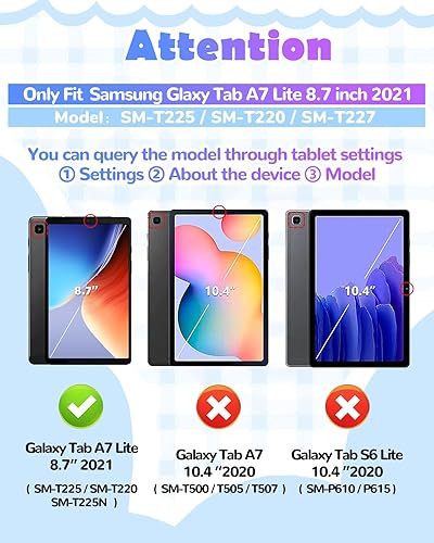 Miniatura 2 de Wazzasoft Funda de silicona para Samsung Galaxy Tab A7 Lite de 8.7 pulgadas para niñas, diseño 3D Kawaii de dibujos animados con soporte y correa