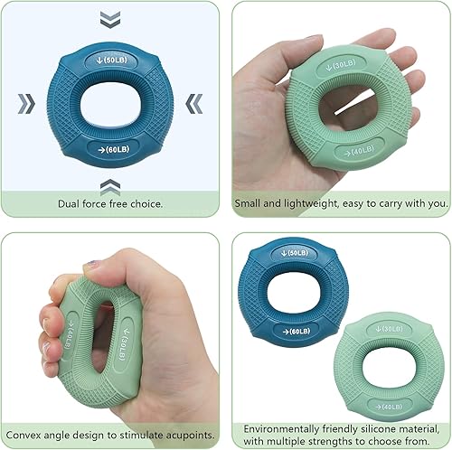 Miniatura 4 de Grip strength trainer Hand grip strengthener, Forearm exerciser, Workout Set for Hand and Wrist Muscle Trainer Stress Relief, Silicone Ring for