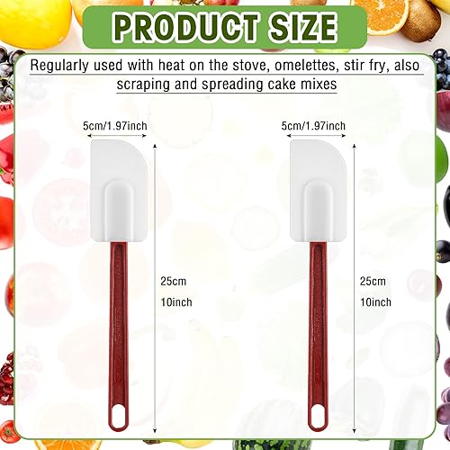 Miniatura 2 de Lounsweer Juego de 2 espátulas de goma resistentes al calor de 10 pulgadas, espátula de silicona comercial para uso en cocina, juegos de utensilios