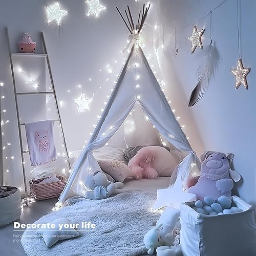 Vista 2 de YITING - Paquete de 4 luces LED de 33 pies, 100 luces LED que funcionan con pilas con temporizador de control remoto, 8 modos, impermeable, alambre