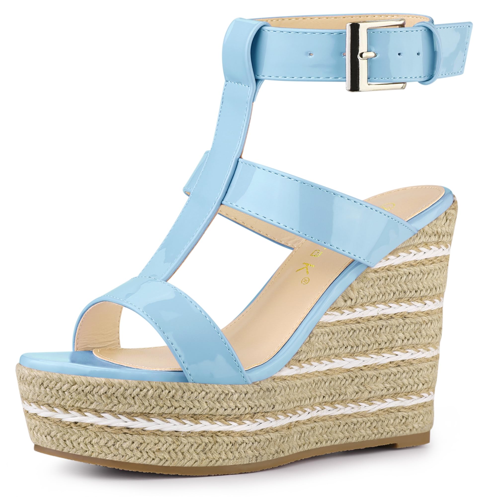 Allegra K Women's Espadrille Strappy Platform Wedges Sandals